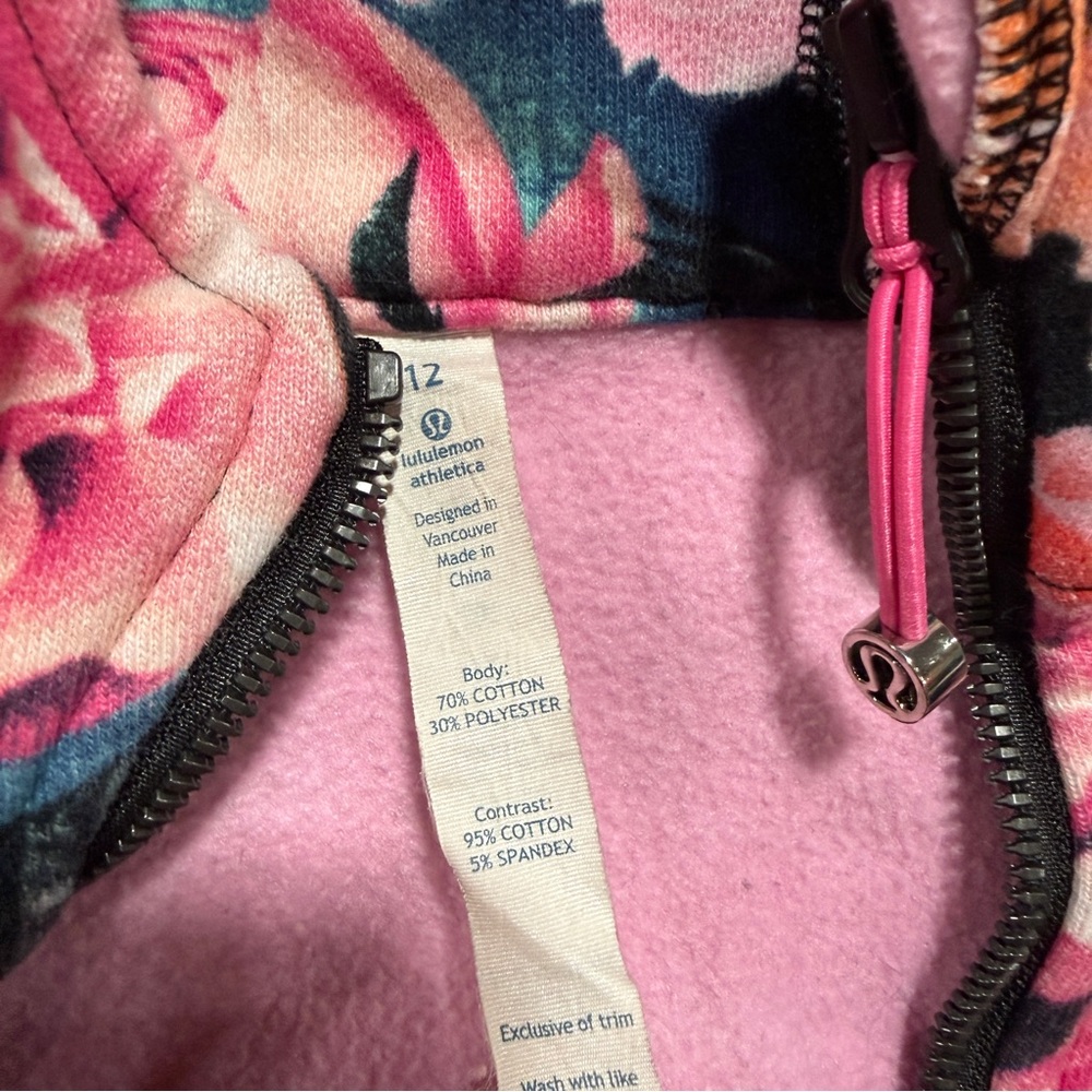 Lululemon Scuba -Floral Zip Hoodie Jacket - women’s size 12 - Picture 3 of 6